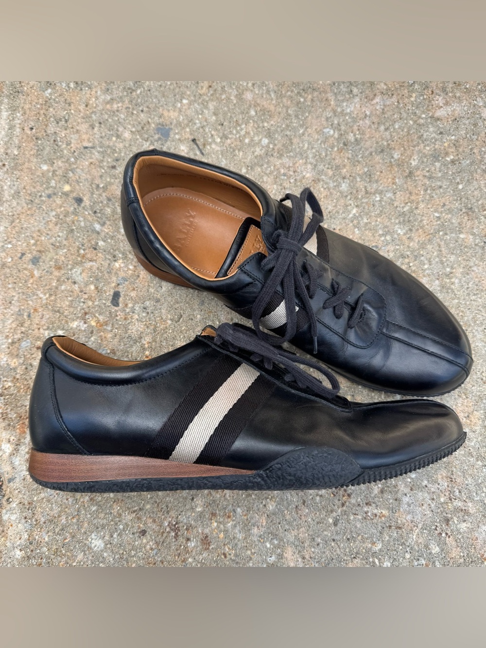 Bally Freenew Black Leather Casual Lace Up Shoes Men’s US 10 D Lifestyle Sneaker